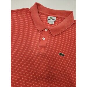 Lacoste Polo Shirt Men's‎ 8 3XL Orange Short Sleeve Striped Golf Tennis Preppy